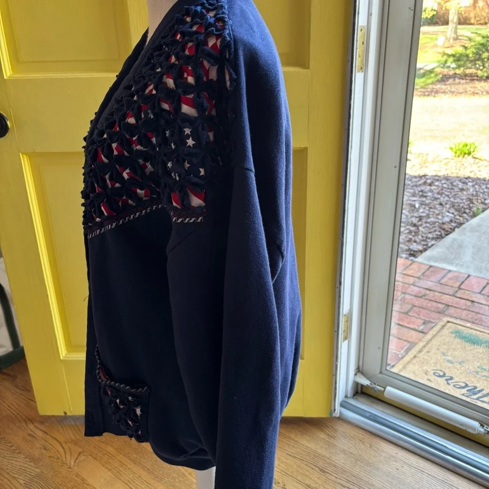 Jerzees women’s‎ one size fits most Navy red American cardigan vintage